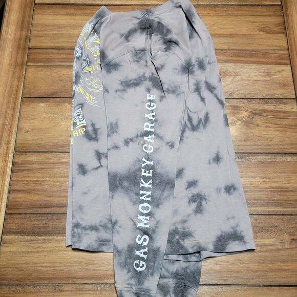 Gas Monkey LS Black/Grey Tie Dye Unisex Tee - Size Large - Picture 3 of 5